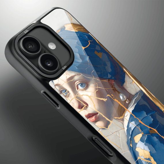 Etui do iPhone 17 IBIZU DropGuard Matt z MagSafe, Kintsugi Art, kobieta z perłą (4)
