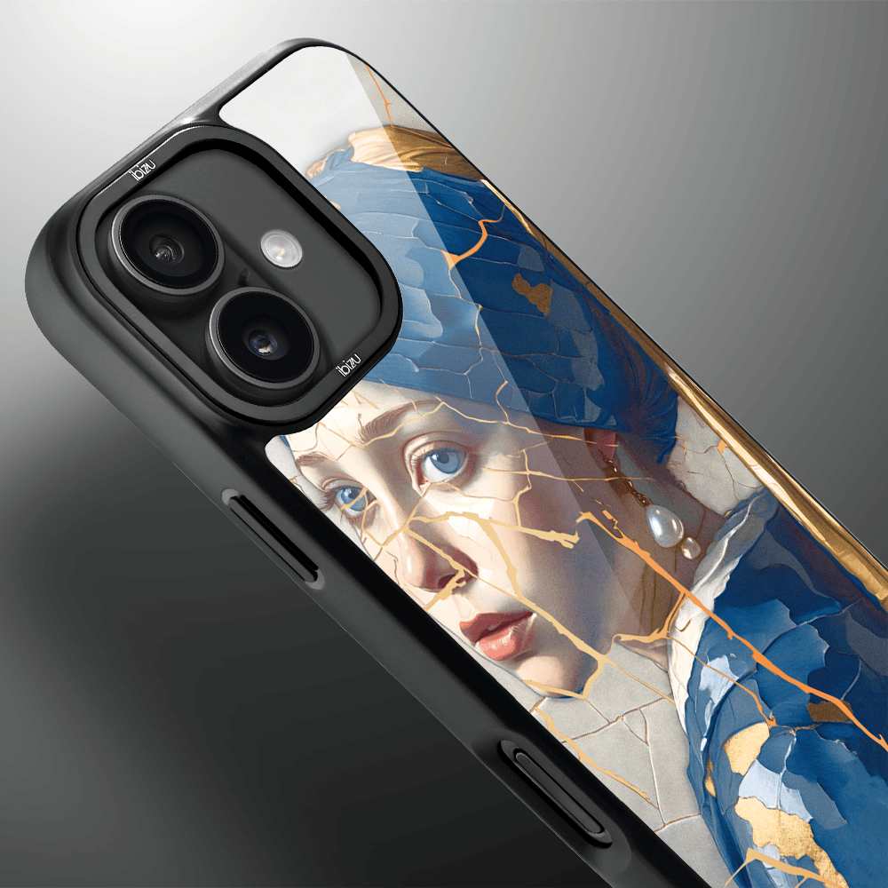 Etui do iPhone 17 IBIZU DropGuard Matt z MagSafe, Kintsugi Art, kobieta z perłą (4)