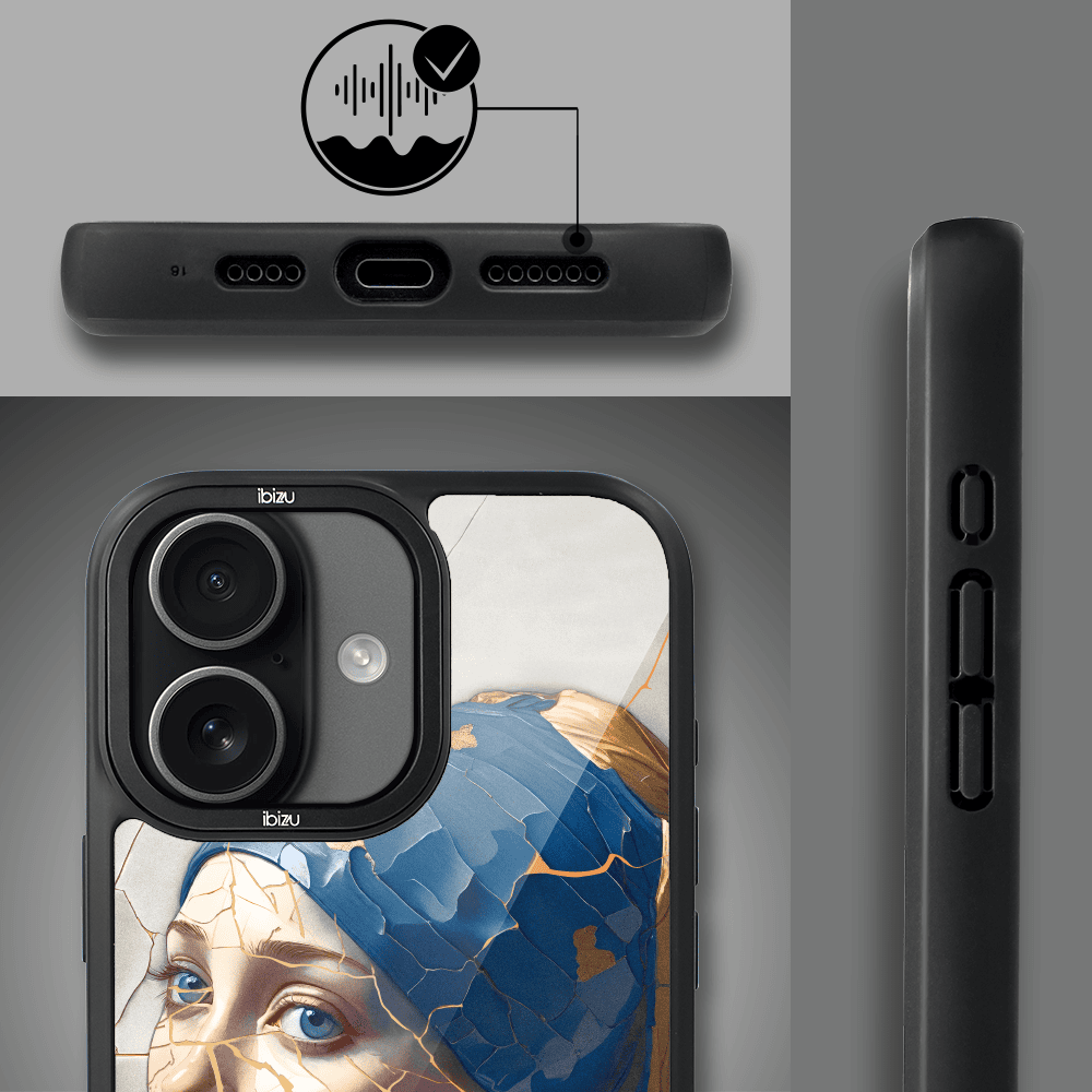 Etui do iPhone 17 IBIZU DropGuard Matt z MagSafe, Kintsugi Art, kobieta z perłą (6)