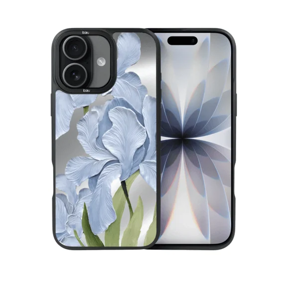Etui do iPhone 17 IBIZU DropGuard Matt z MagSafe, Relief Garden, Błękitny Irys (7)