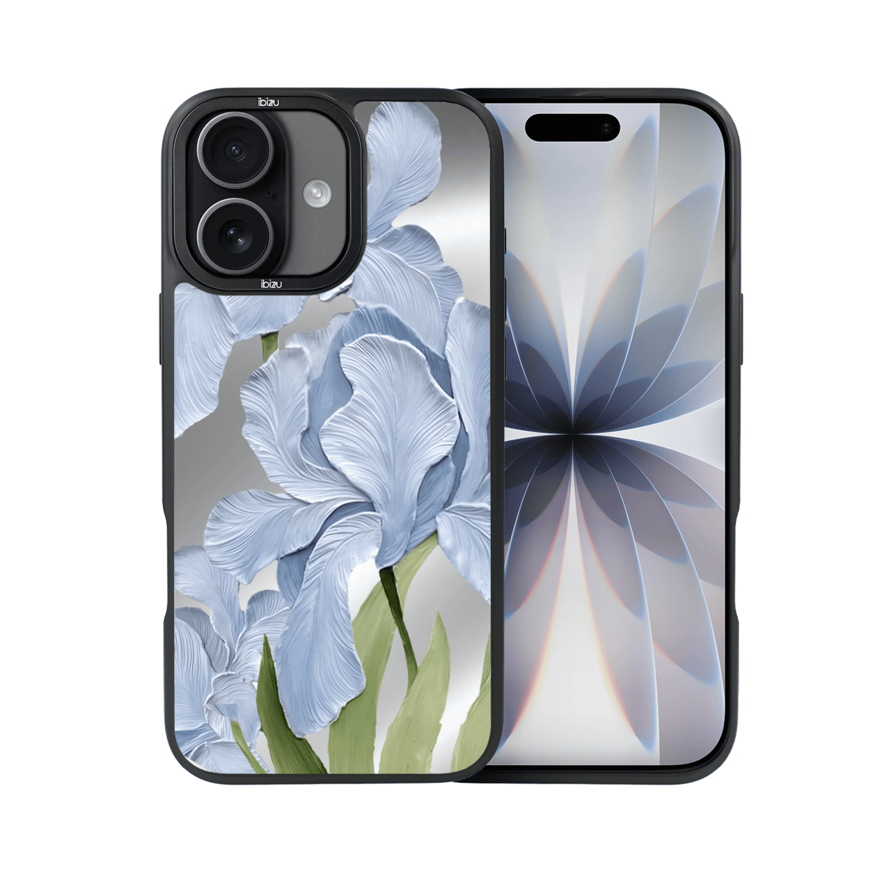 Etui do iPhone 17 IBIZU DropGuard Matt z MagSafe, Relief Garden, Błękitny Irys (7)