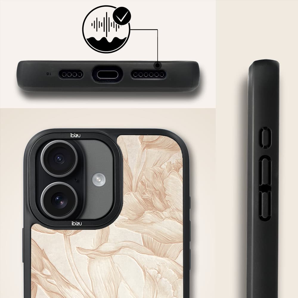 Etui do iPhone 17 IBIZU DropGuard Matt z MagSafe, Relief Garden, Botaniczny biskwit (8)