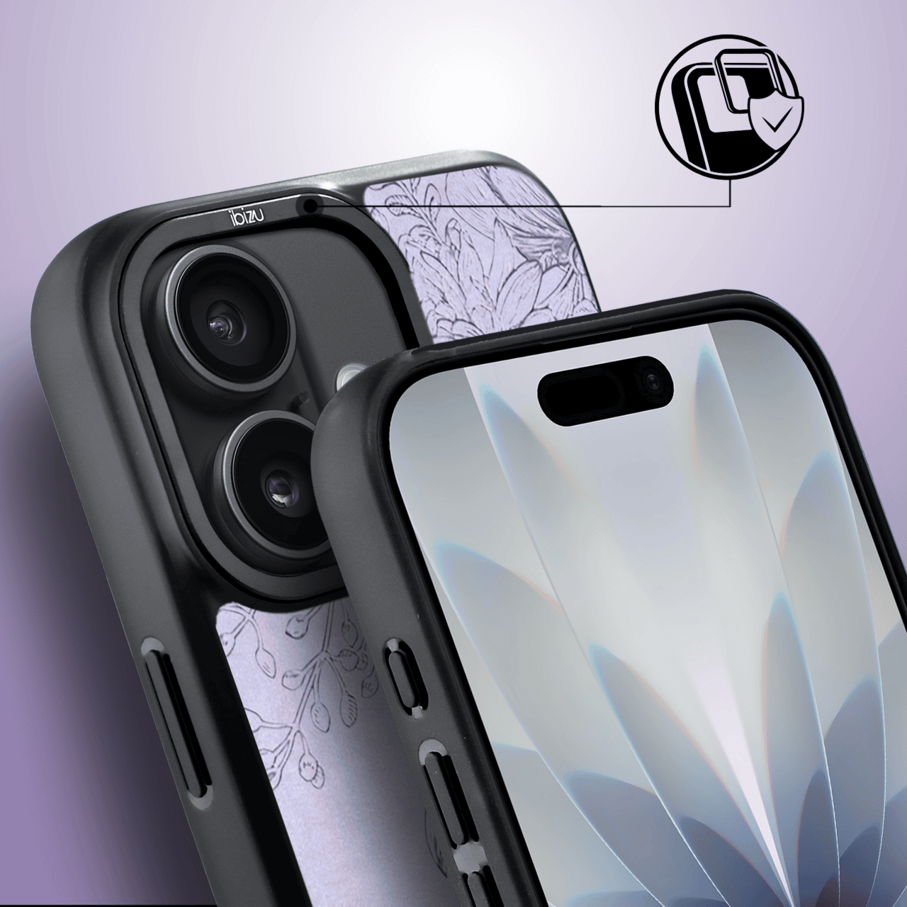Etui do iPhone 17 IBIZU DropGuard Matt z MagSafe, Relief Garden, Kwiatowa płaskorzeźba (1)