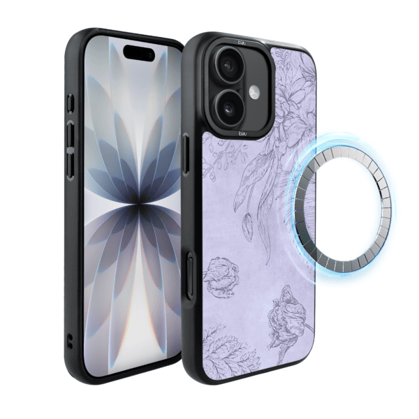 Etui do iPhone 17 IBIZU DropGuard Matt z MagSafe, Relief Garden, Kwiatowa płaskorzeźba (5)