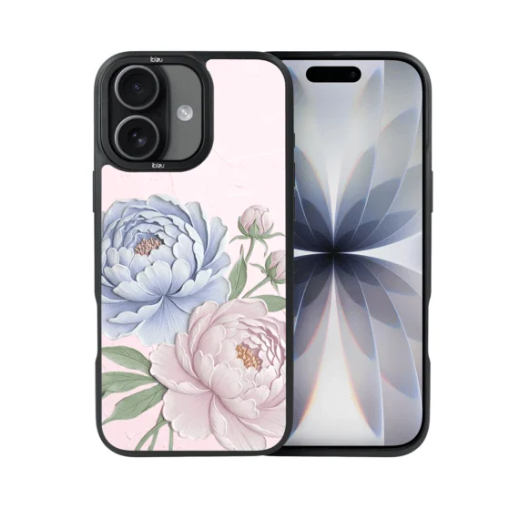 Etui do iPhone 17 IBIZU DropGuard Matt z MagSafe, Relief Garden, Piwoniowy róż (3)