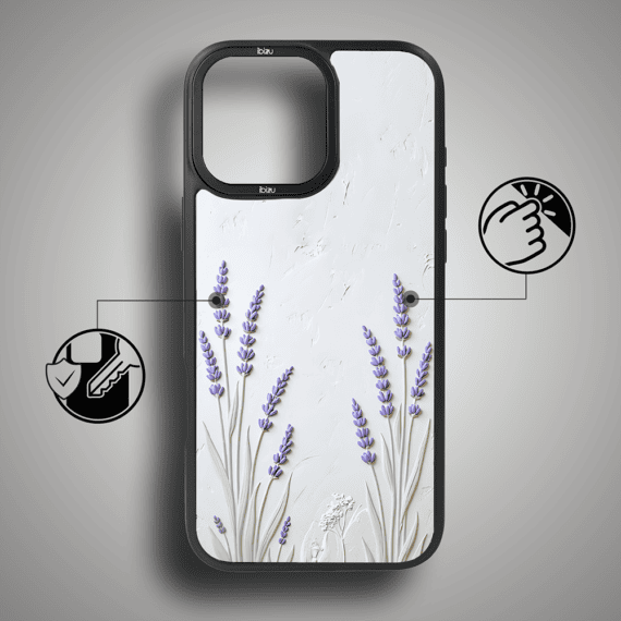 Etui do iPhone 17 IBIZU DropGuard Matt z MagSafe, Relief Garden, Prowansalska lawenda (5)