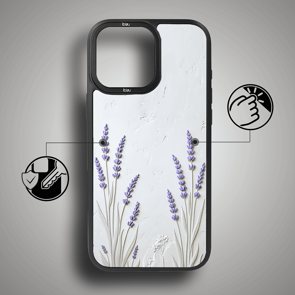 Etui do iPhone 17 IBIZU DropGuard Matt z MagSafe, Relief Garden, Prowansalska lawenda (5)