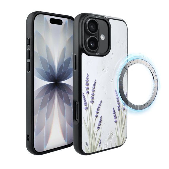 Etui do iPhone 17 IBIZU DropGuard Matt z MagSafe, Relief Garden, Prowansalska lawenda (6)