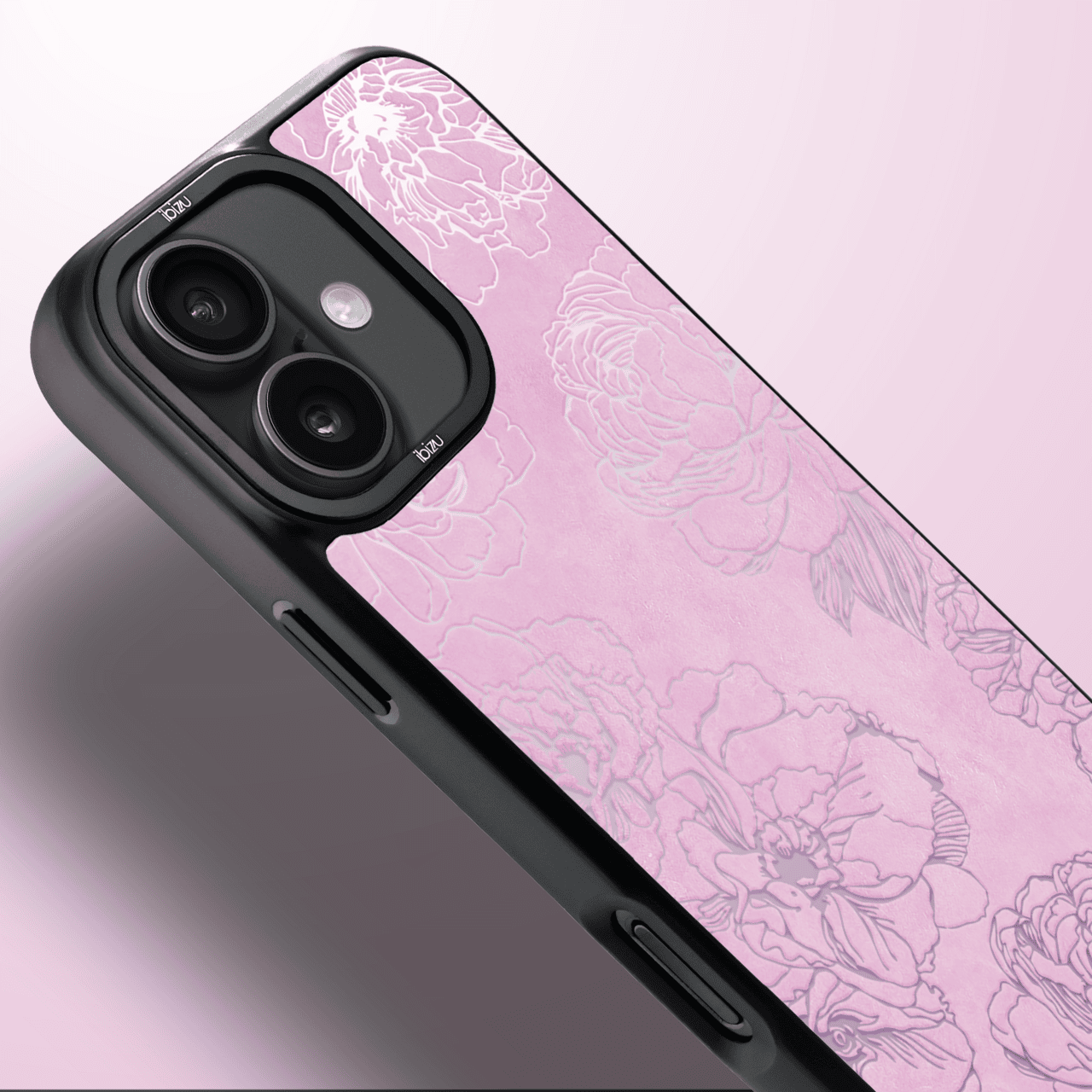 Etui do iPhone 17 IBIZU DropGuard Matt z MagSafe, Relief Garden, Różowe piwonie (7)