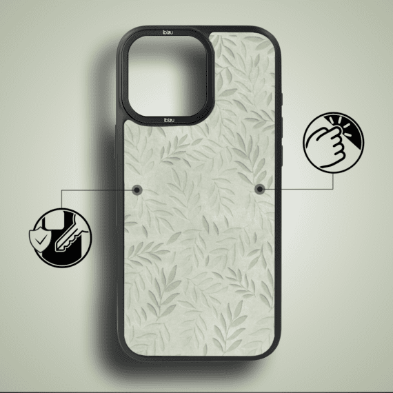 Etui do iPhone 17 IBIZU DropGuard Matt z MagSafe, Relief Garden, Ślad oliwki (4)