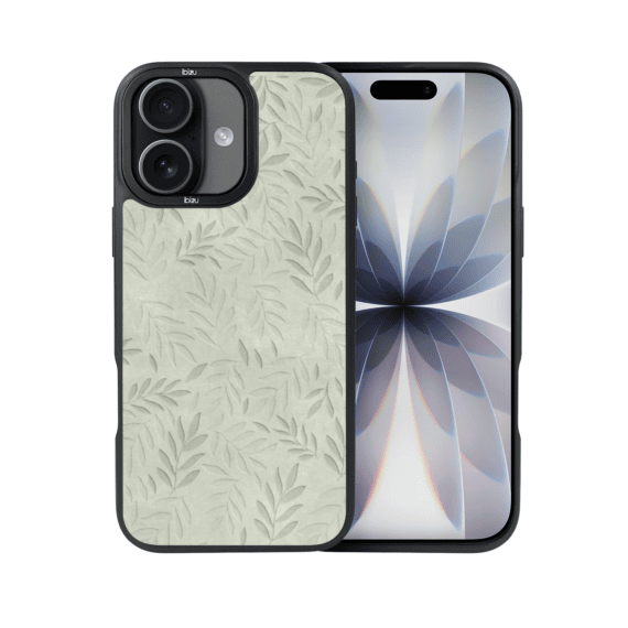 Etui do iPhone 17 IBIZU DropGuard Matt z MagSafe, Relief Garden, Ślad oliwki (6)