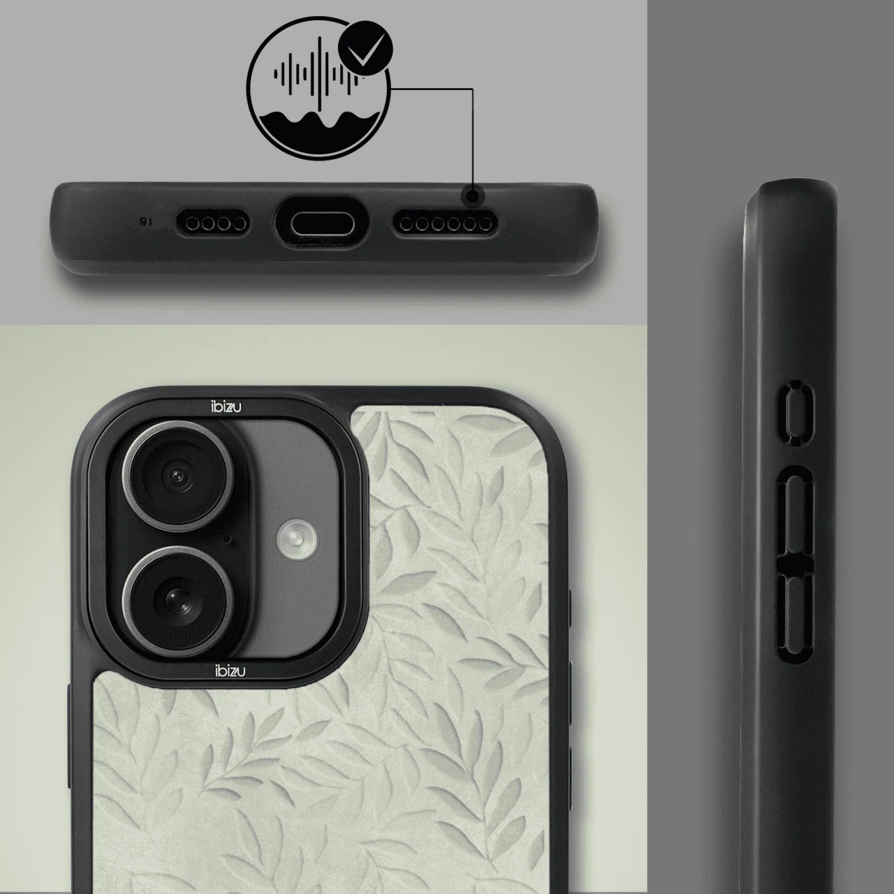 Etui do iPhone 17 IBIZU DropGuard Matt z MagSafe, Relief Garden, Ślad oliwki (8)