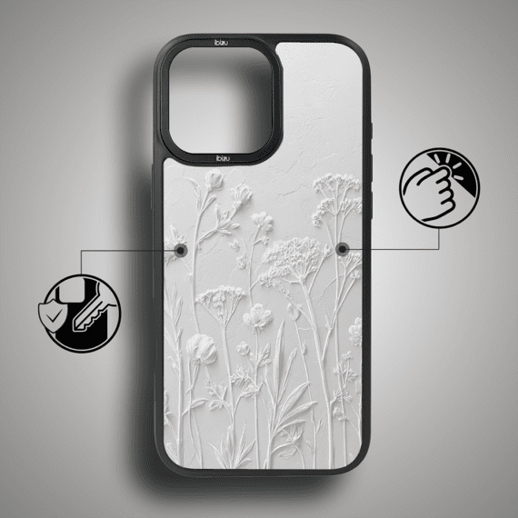 Etui do iPhone 17 IBIZU DropGuard Matt z MagSafe, Relief Garden, Suszone kwiaty polne (5)