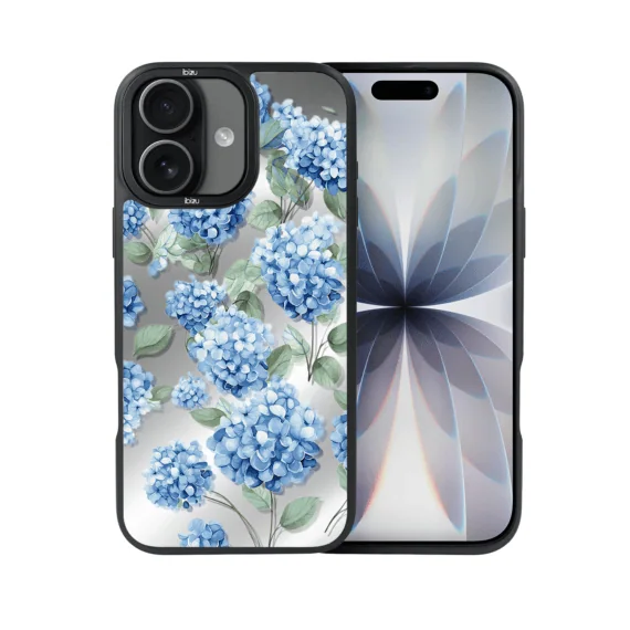Etui do iPhone 17 IBIZU DropGuard Matt z MagSafe, Relief Garden, Szafirowa Hortensja (6)