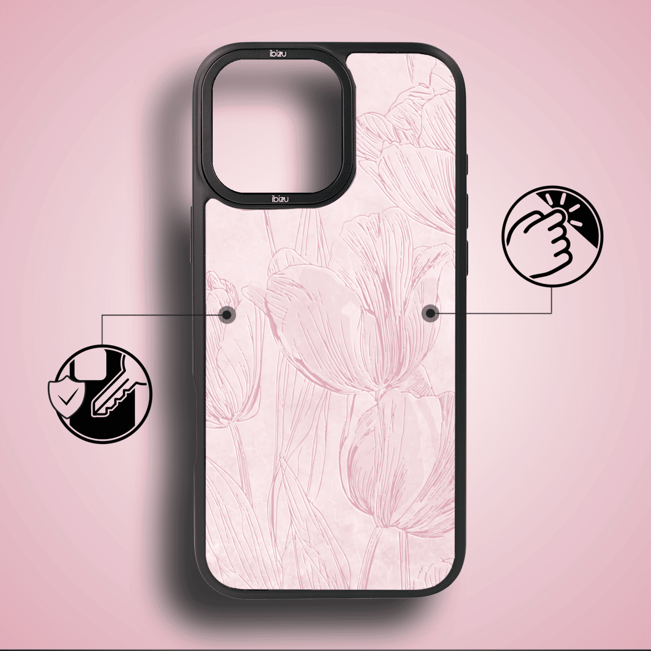 Etui do iPhone 17 IBIZU DropGuard Matt z MagSafe, Relief Garden, Tulipanowy fresk6