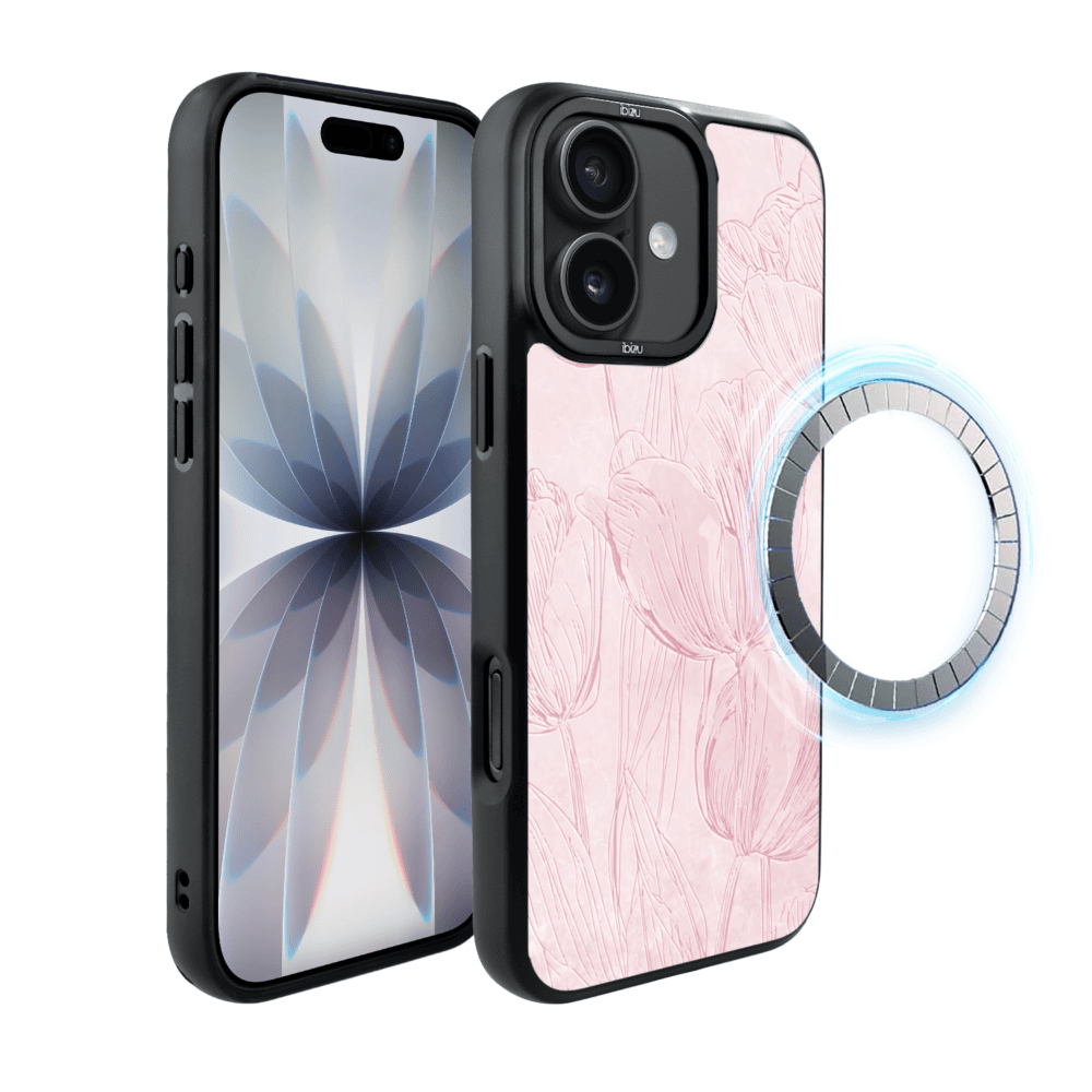 Etui do iPhone 17 IBIZU DropGuard Matt z MagSafe, Relief Garden, Tulipanowy fresk7