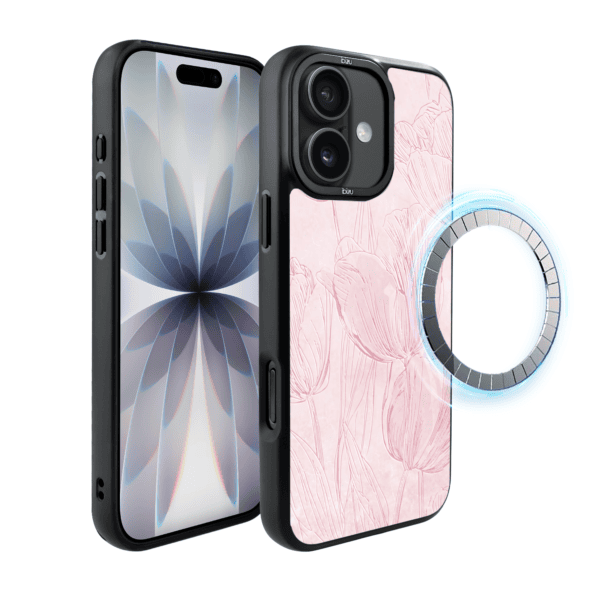 Etui do iPhone 17 IBIZU DropGuard Matt z MagSafe, Relief Garden, Tulipanowy fresk7