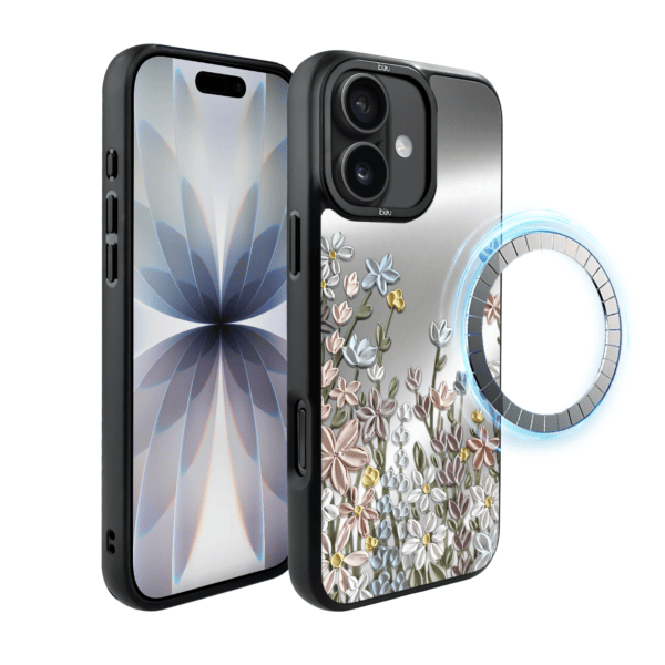 Etui do iPhone 17 IBIZU DropGuard Matt z MagSafe, Relief Garden, Wiosenna łąka (4)