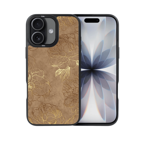 Etui do iPhone 17 IBIZU DropGuard Matt z MagSafe, Relief Garden, Złote piwonie (7)