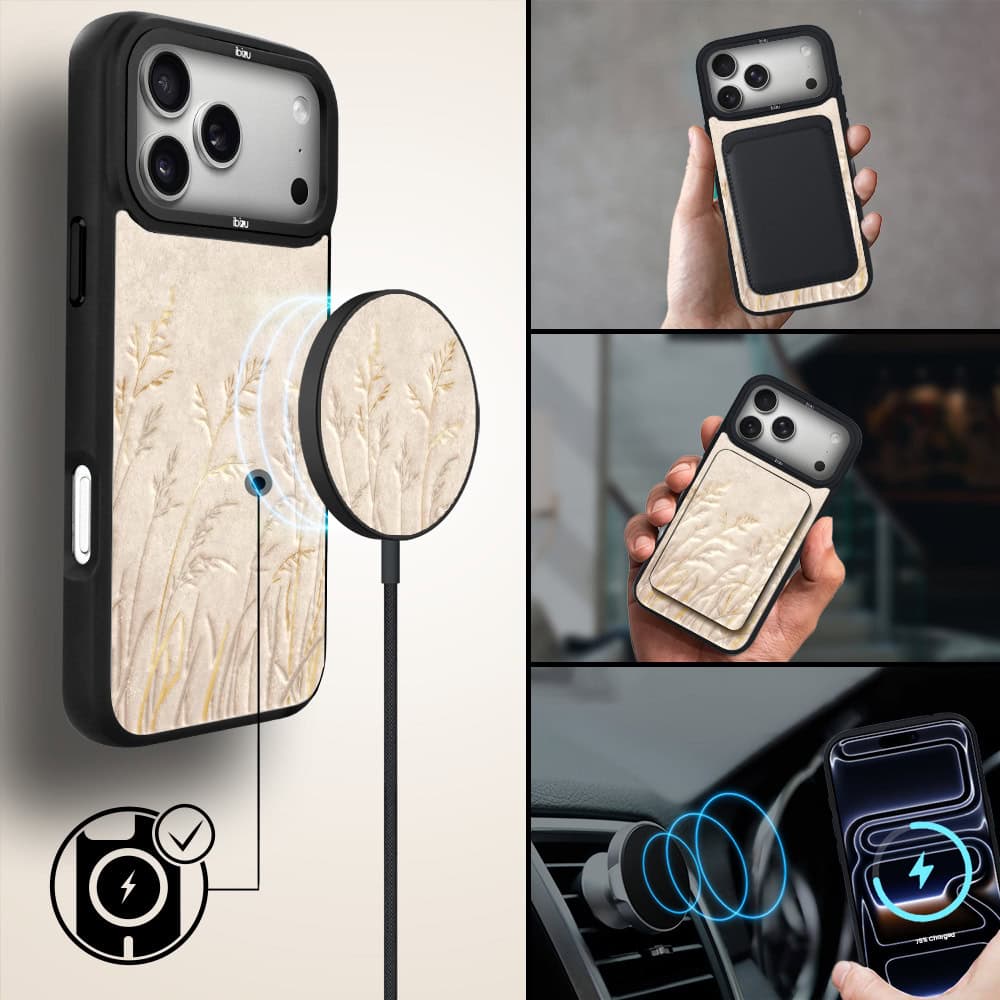 Etui do iPhone 17 Pro IBIZU DropGuard Matt z MagSafe, Boho, Kłosy z piaskowca (1)