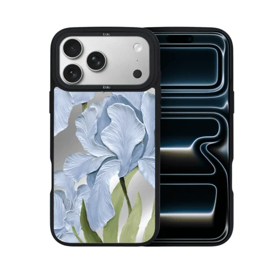 Etui do iPhone 17 Pro IBIZU DropGuard Matt z MagSafe, Relief Garden, Błękitny Irys (7)