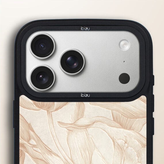 Etui do iPhone 17 Pro IBIZU DropGuard Matt z MagSafe, Relief Garden, Botaniczny biskwit (1)