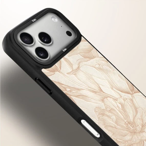 Etui do iPhone 17 Pro IBIZU DropGuard Matt z MagSafe, Relief Garden, Botaniczny biskwit (6)