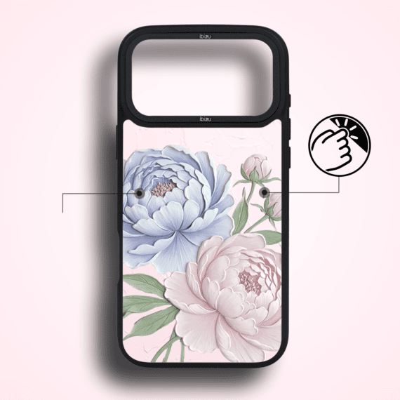 Etui do iPhone 17 Pro IBIZU DropGuard Matt z MagSafe, Relief Garden, Piwoniowy róż (1)