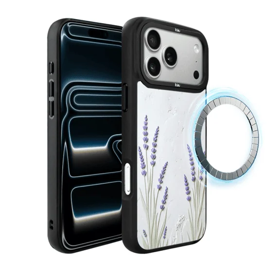 Etui do iPhone 17 Pro IBIZU DropGuard Matt z MagSafe, Relief Garden, Prowansalska lawenda (5)