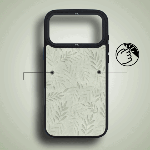 Etui do iPhone 17 Pro IBIZU DropGuard Matt z MagSafe, Relief Garden, Ślad oliwki (4)