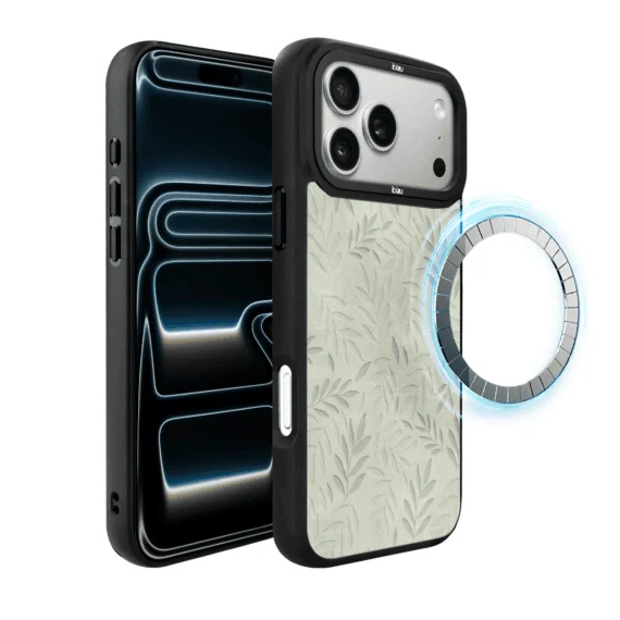 Etui do iPhone 17 Pro IBIZU DropGuard Matt z MagSafe, Relief Garden, Ślad oliwki (5)