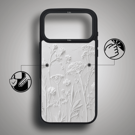 Etui do iPhone 17 Pro IBIZU DropGuard Matt z MagSafe, Relief Garden, Suszone kwiaty polne (4)