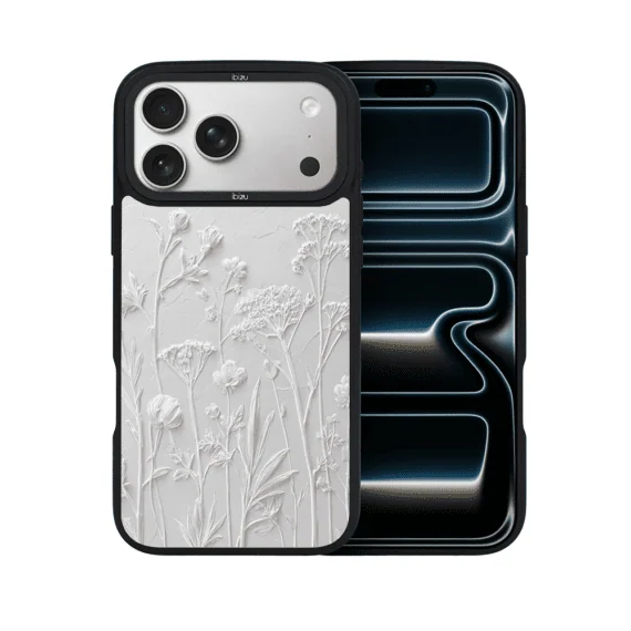 Etui do iPhone 17 Pro IBIZU DropGuard Matt z MagSafe, Relief Garden, Suszone kwiaty polne (5)