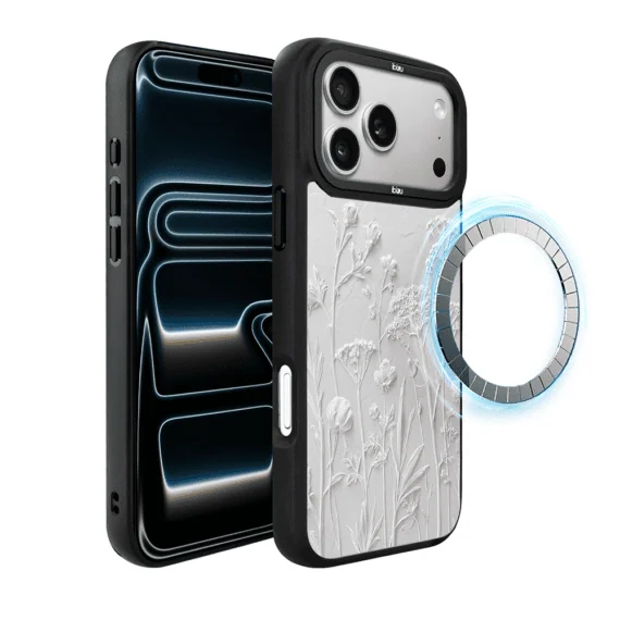 Etui do iPhone 17 Pro IBIZU DropGuard Matt z MagSafe, Relief Garden, Suszone kwiaty polne (6)