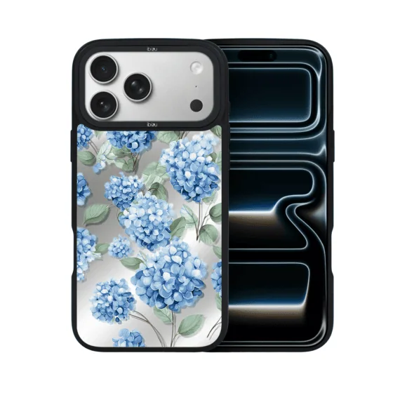 Etui do iPhone 17 Pro IBIZU DropGuard Matt z MagSafe, Relief Garden, Szafirowa Hortensja (6)