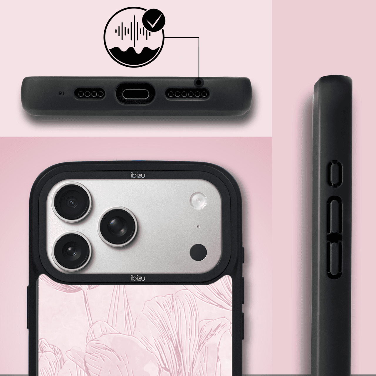 Etui do iPhone 17 Pro IBIZU DropGuard Matt z MagSafe, Relief Garden, Tulipanowy fresk1