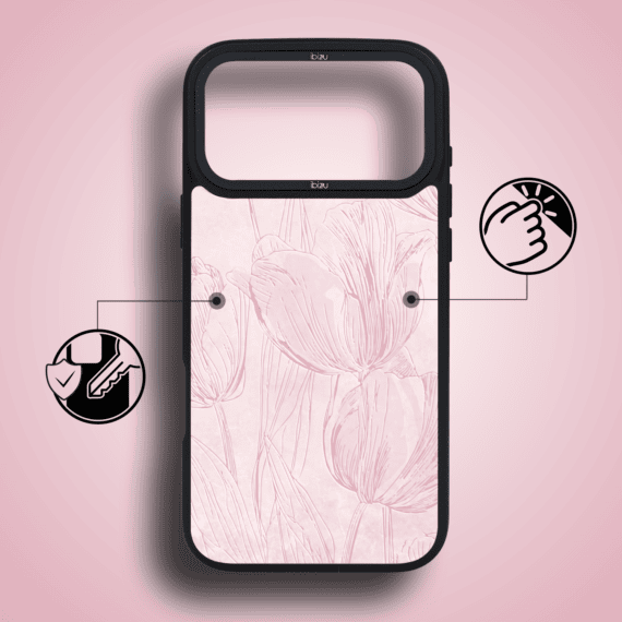 Etui do iPhone 17 Pro IBIZU DropGuard Matt z MagSafe, Relief Garden, Tulipanowy fresk5