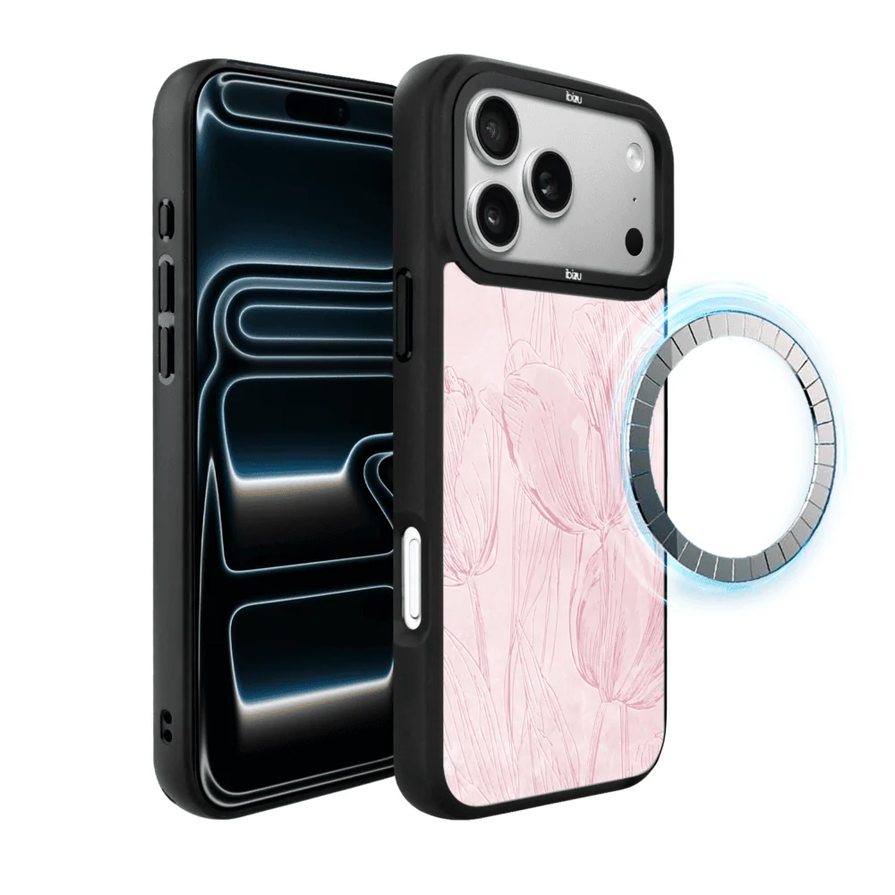 Etui do iPhone 17 Pro IBIZU DropGuard Matt z MagSafe, Relief Garden, Tulipanowy fresk6
