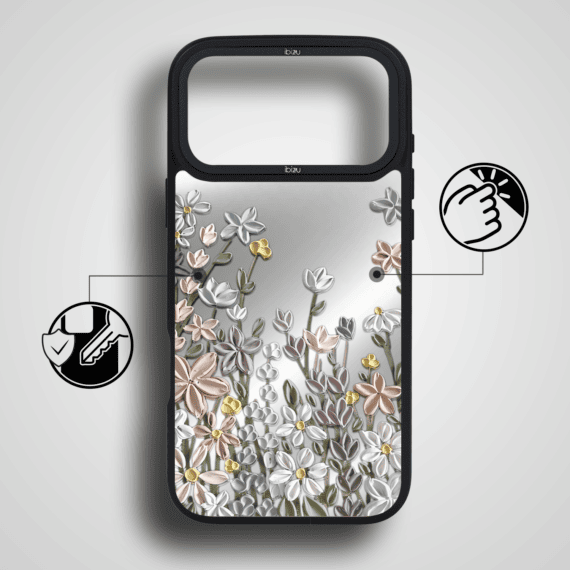 Etui do iPhone 17 Pro IBIZU DropGuard Matt z MagSafe, Relief Garden, Wiosenna łąka (4)