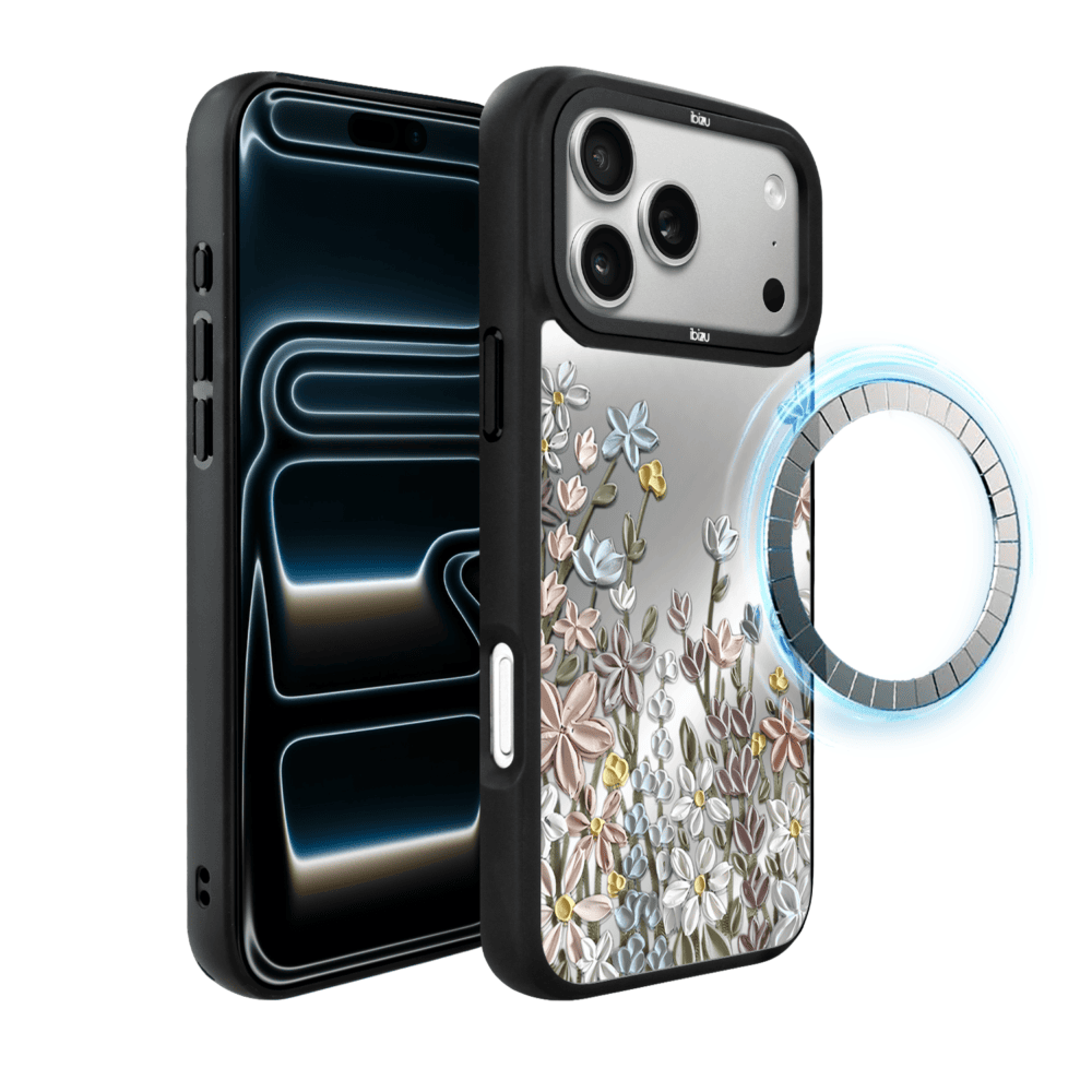 Etui do iPhone 17 Pro IBIZU DropGuard Matt z MagSafe, Relief Garden, Wiosenna łąka (5)