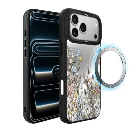 Etui do iPhone 17 Pro IBIZU DropGuard Matt z MagSafe, Relief Garden, Wiosenna łąka (5)