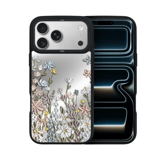 Etui do iPhone 17 Pro IBIZU DropGuard Matt z MagSafe, Relief Garden, Wiosenna łąka (6)