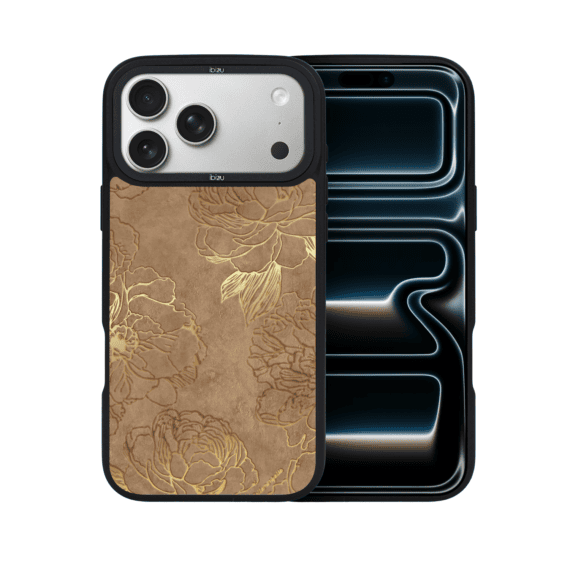 Etui do iPhone 17 Pro IBIZU DropGuard Matt z MagSafe, Relief Garden, Złote piwonie (7)