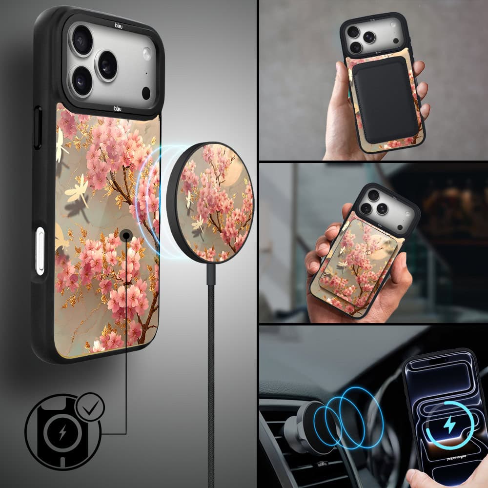 Etui do iPhone 17 Pro Max IBIZU DropGuard Matt z MagSafe, Azja, Taniec sakury (3)
