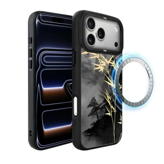 Etui do iPhone 17 Pro Max IBIZU DropGuard Matt z MagSafe, Azja, Złoty bambus (1)