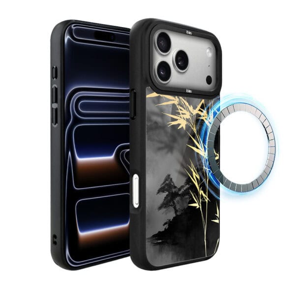Etui do iPhone 17 Pro Max IBIZU DropGuard Matt z MagSafe, Azja, Złoty bambus (1)