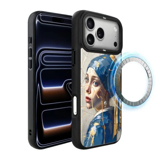 Etui do iPhone 17 Pro Max IBIZU DropGuard Matt z MagSafe, Kintsugi Art, kobieta z perłą (3)