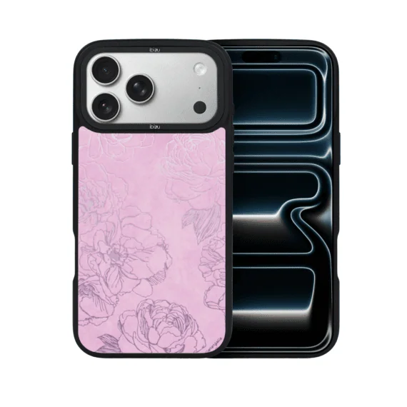 Etui do iPhone 17 Pro Max IBIZU DropGuard Matt z MagSafe, Relief Garden, Różowe piwonie (3)