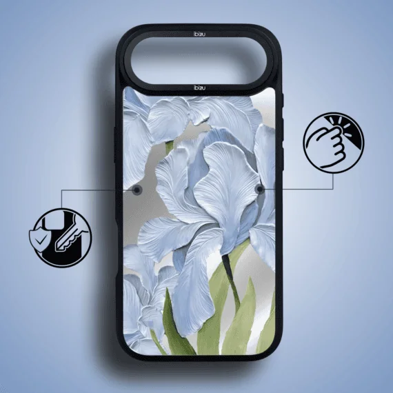 Etui do iPhone AIR IBIZU DropGuard Matt z MagSafe, Relief Garden, Błękitny Irys (5)