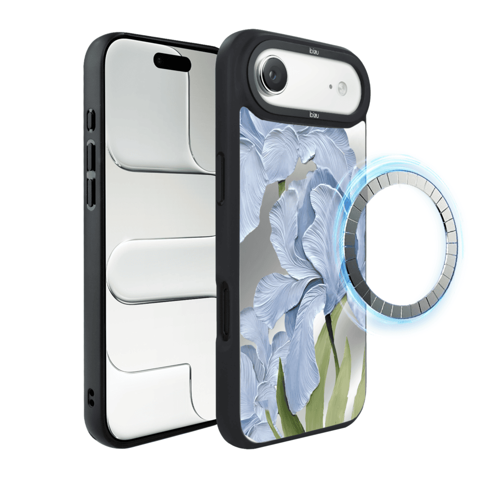 Etui do iPhone AIR IBIZU DropGuard Matt z MagSafe, Relief Garden, Błękitny Irys (6)